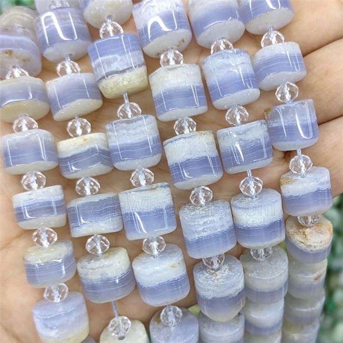 Natural Blue Lace Agate Column Beads Tube
