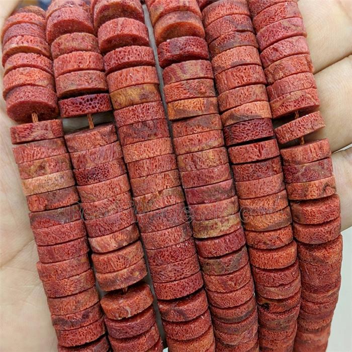 Natural Red Coral Heishi Beads Undye