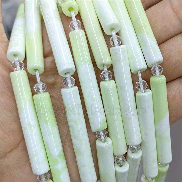 Natural Lemon Jasper Tube Beads Olive