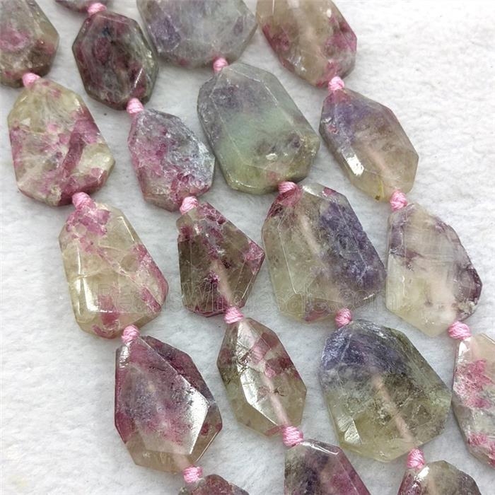 Natural Pink Tourmaline Slice Beads Freeform