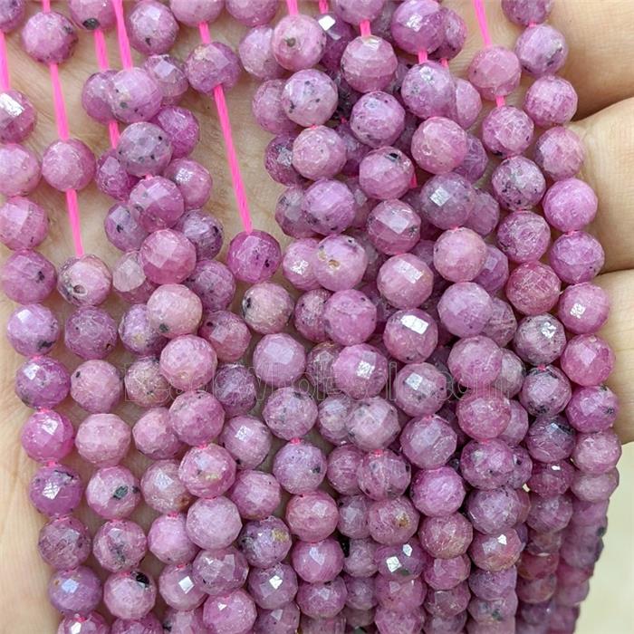 Natural Ruby Beads Faceted Round