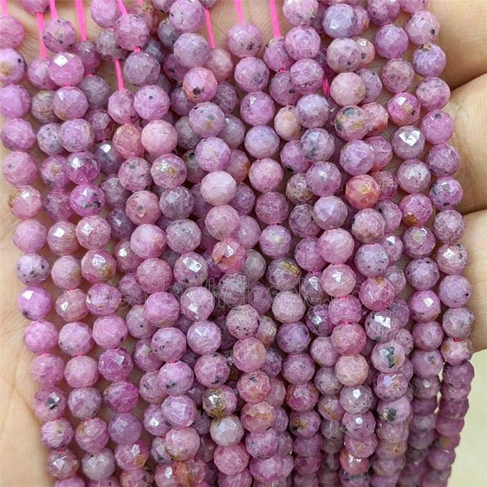 Natural Ruby Beads Faceted Round
