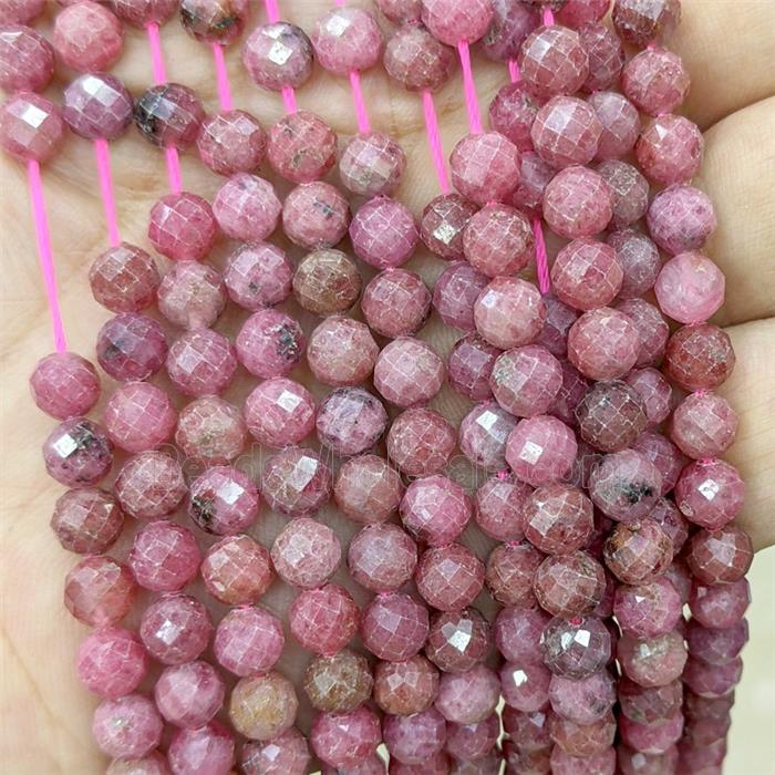 Natural Brazilian Rhodonite Beads Red Faceted Round