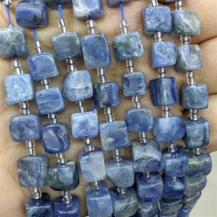 Natural Blue Kyanite Cube Beads