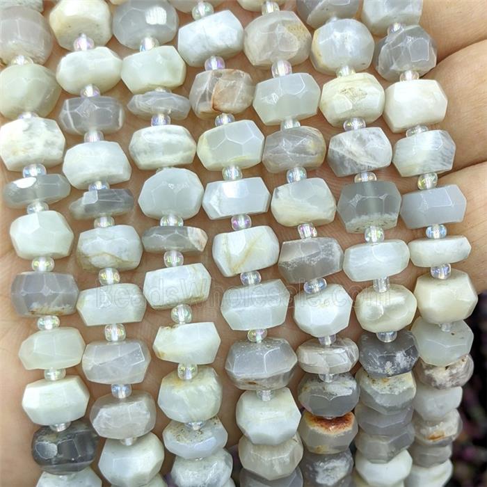 Natural Gray Moonstone Beads Faceted Rondelle