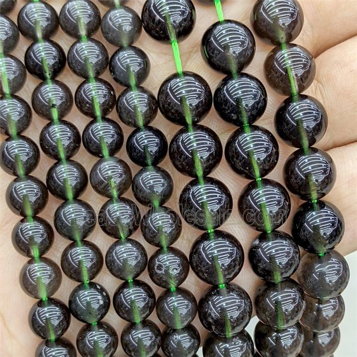 Natural Meteorite Beads Darkgreen Smooth Round
