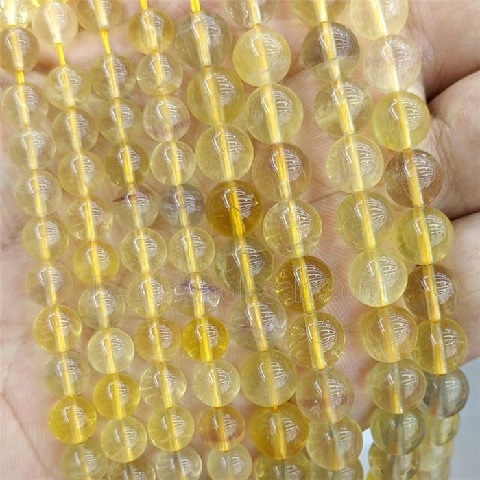 Natural Yellow Fluorite Beads Smooth Round