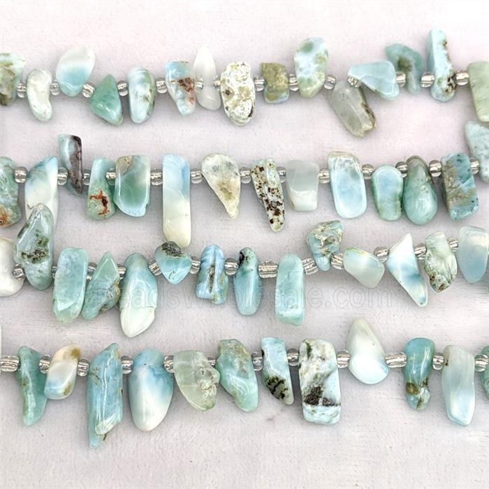 Natural Larimar Chips Beads Blue Freeform Topdrilled