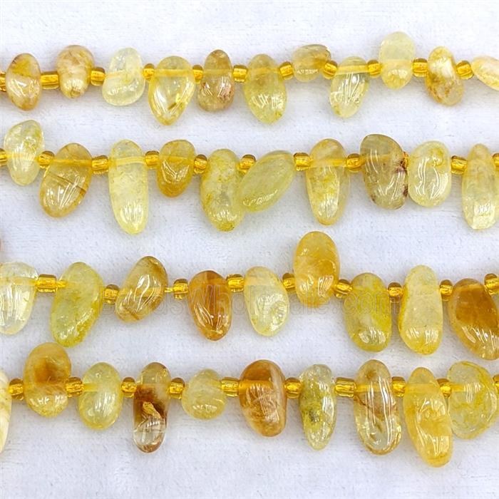 Natural Yellow Citrine Chips Beads Freeform Dye Topdrilled