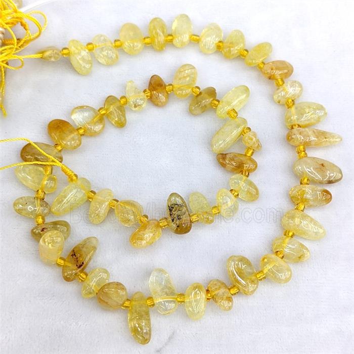 Natural Yellow Citrine Chips Beads Freeform Dye Topdrilled