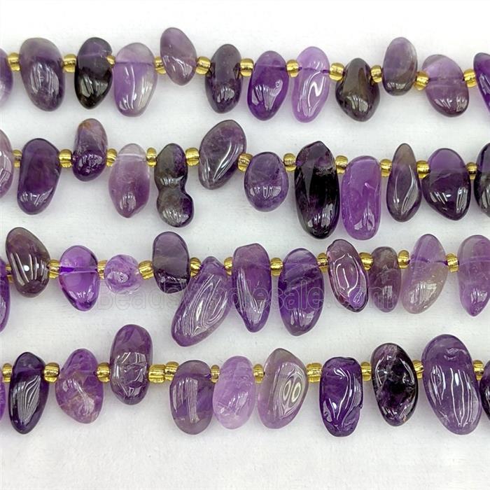 Natural Purple Amethyst Chips Beads Freeform Topdrilled