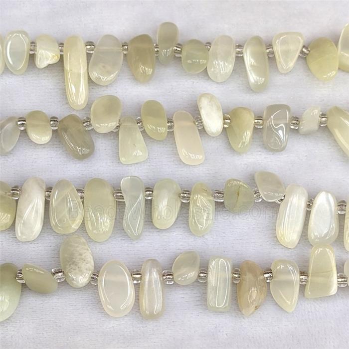 Natural Gray Moonstone Chips Beads Freeform Topdrilled