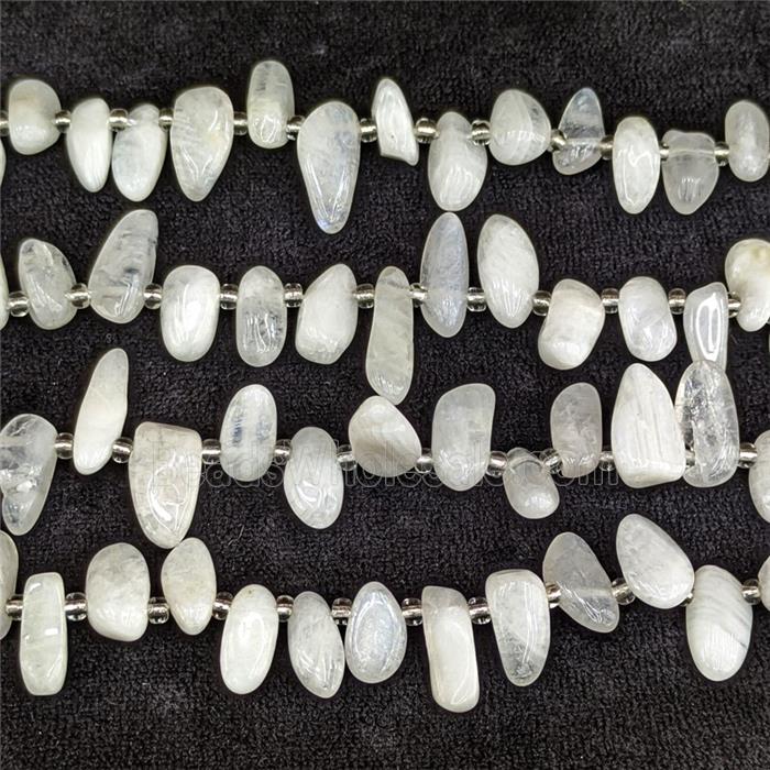 Natural White Moonstone Chips Beads Freeform Topdrilled