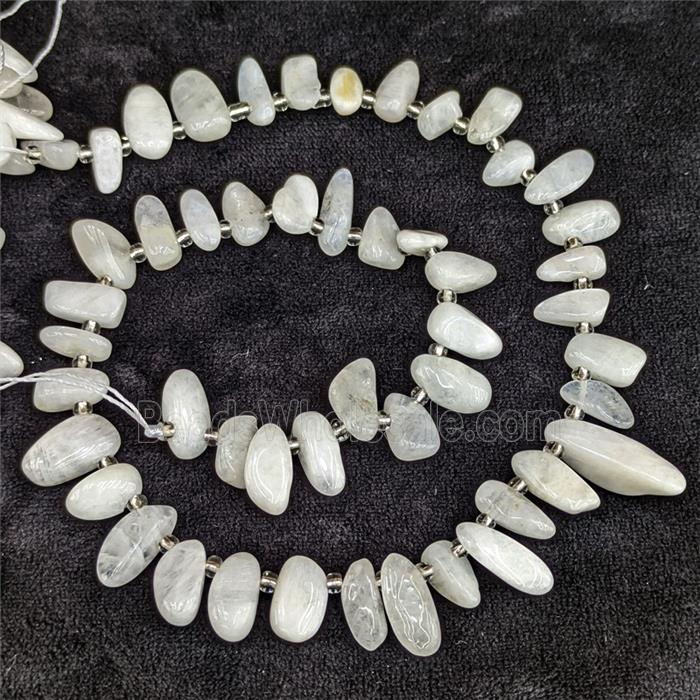 Natural White Moonstone Chips Beads Freeform Topdrilled