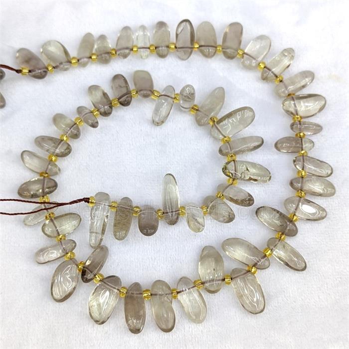 Smoky Quartz Chips Beads Freeform Topdrilled