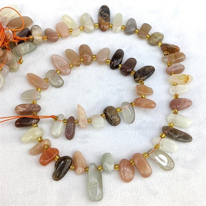 Natural Moonstone Chips Beads Multicolor Freeform Topdrilled