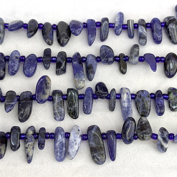 Natural Blue Sodalite Chips Beads Freeform Topdrilled