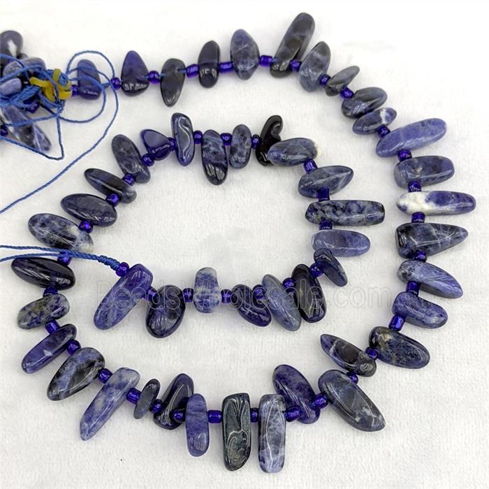 Natural Blue Sodalite Chips Beads Freeform Topdrilled