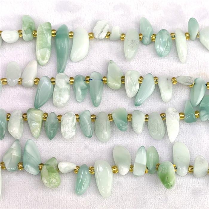 Green Peacock Angelite Chips Beads Freeform Topdrilled