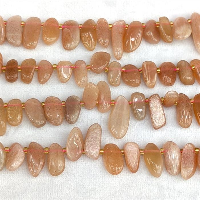 Natural Peach Moonstone Chips Beads Freeform Topdrilled