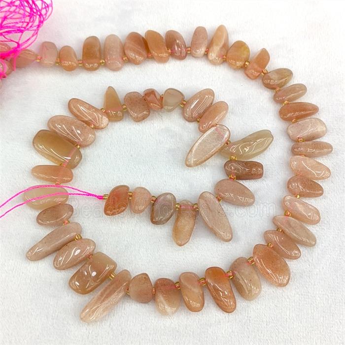 Natural Peach Moonstone Chips Beads Freeform Topdrilled