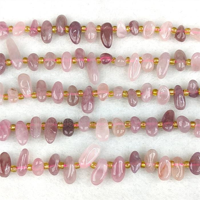 Natural Pink Rose Quartz Chips Beads Freeform Topdrilled