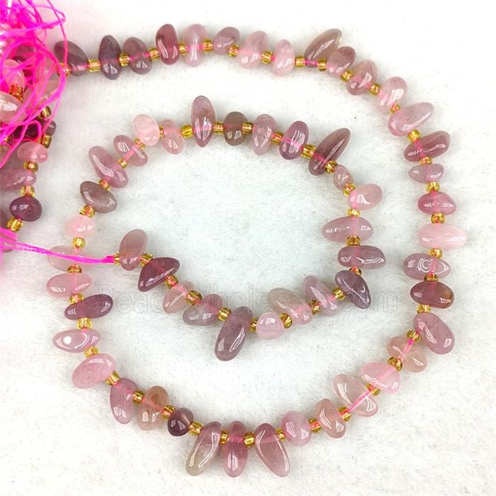 Natural Pink Rose Quartz Chips Beads Freeform Topdrilled