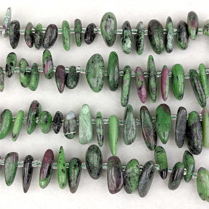 Natural Zoisite Chips Beads Green Freeform Topdrilled