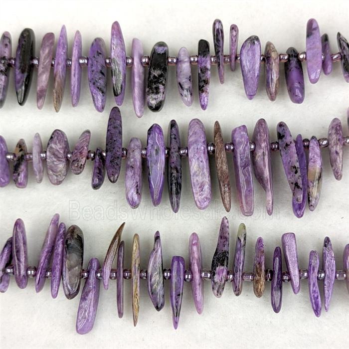 Natural Purple Charoite Chips Beads Freeform Topdrilled