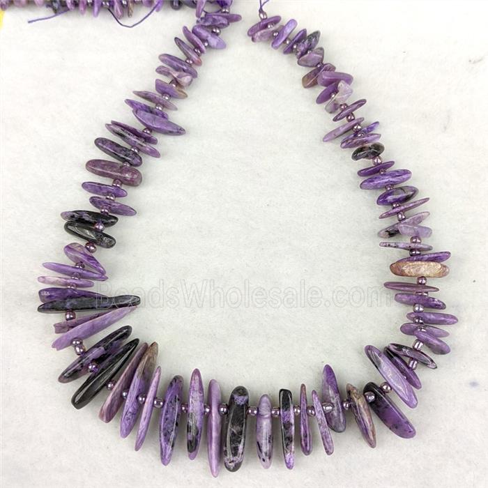 Natural Purple Charoite Chips Beads Freeform Topdrilled
