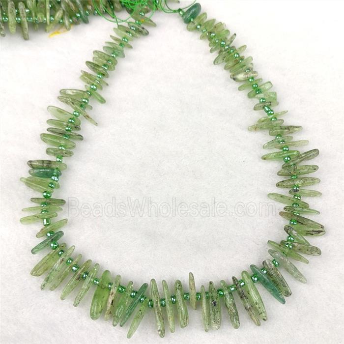 Natural Green Kyanite Chips Beads Freeform Topdrilled