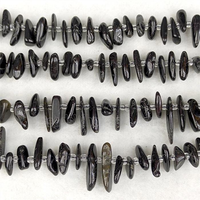 Natural Black Obsidian Chips Beads Freeform Topdrilled