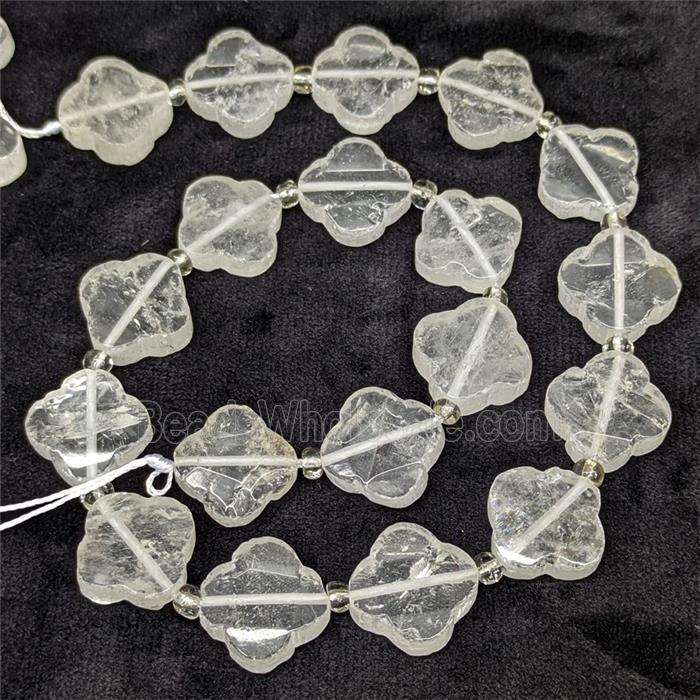 Natural Clear Quartz Clover Beads Faceted