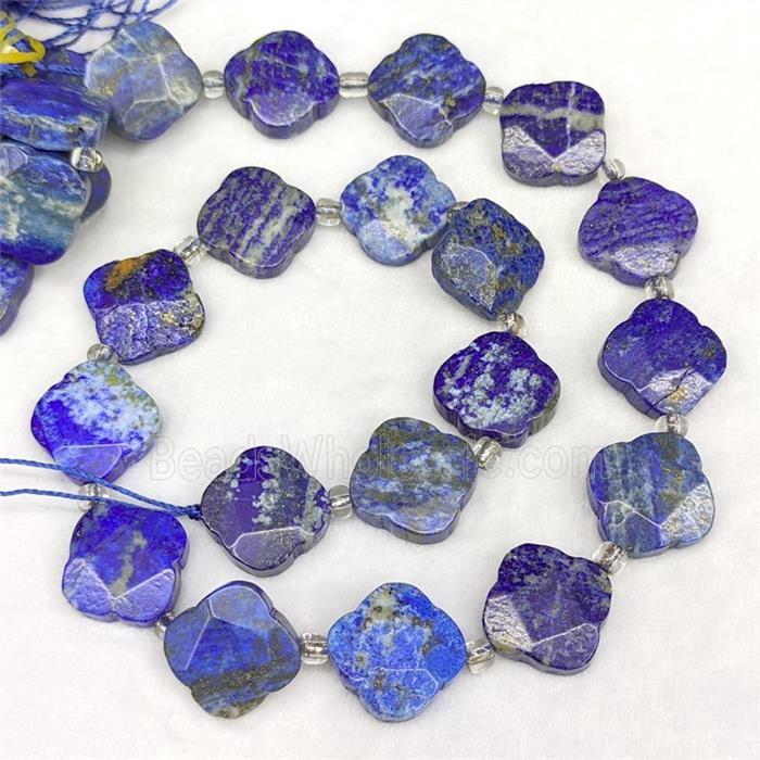 Natural Blue Lapis Lazuli Clover Beads Faceted