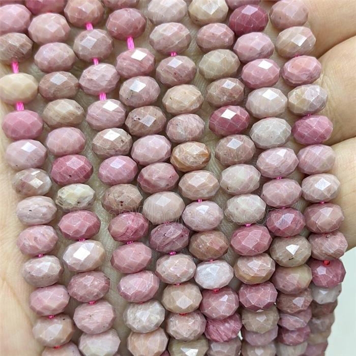 Natural Pink Lace Jasper Rondelle Beads Faceted