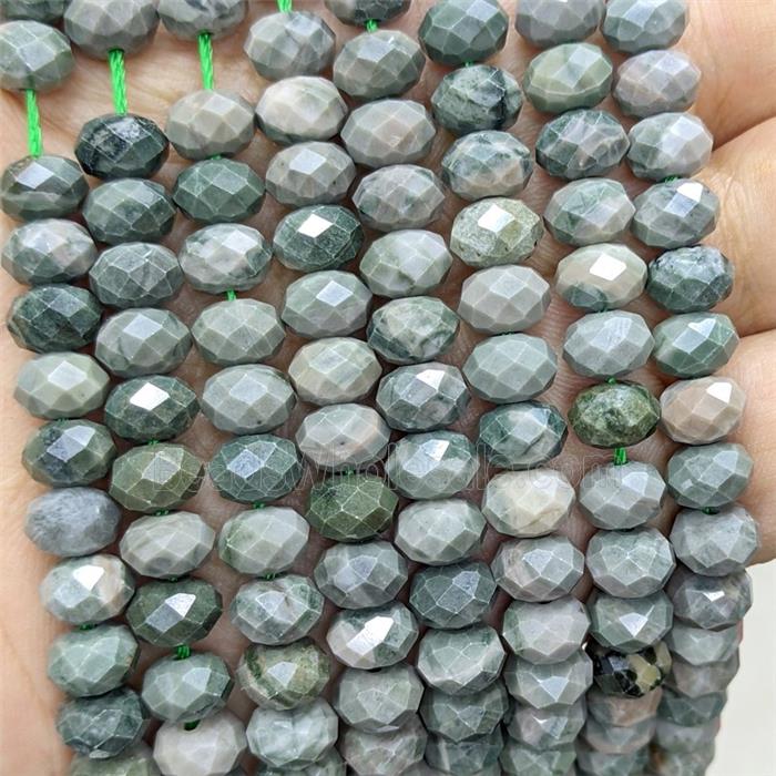 Natural Green Lace Jasper Rondelle Beads Faceted