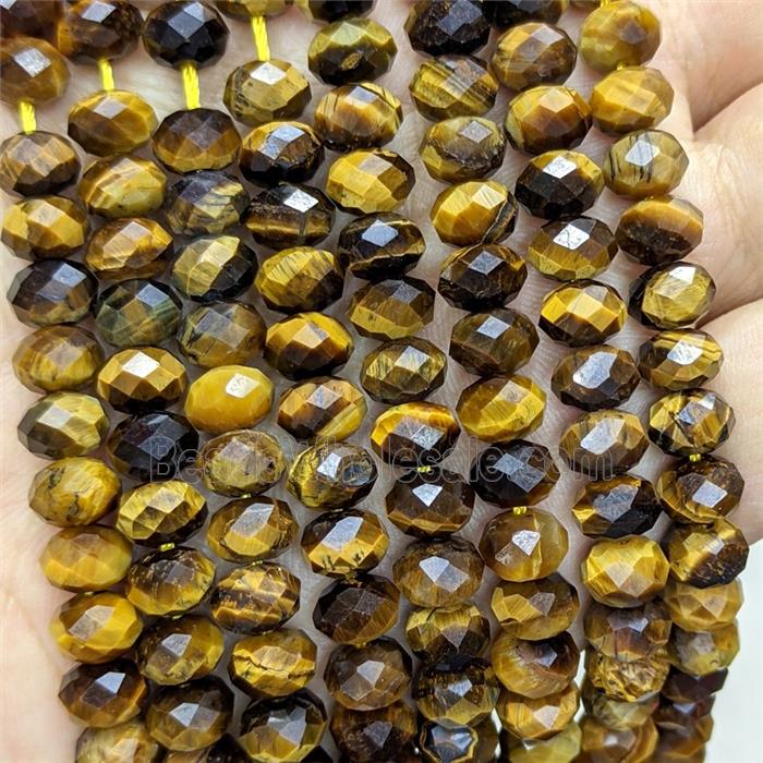 Natural Tiger Eye Stone Rondelle Beads Faceted