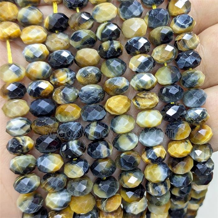Fancy Tiger Eye Stone Rondelle Beads Faceted
