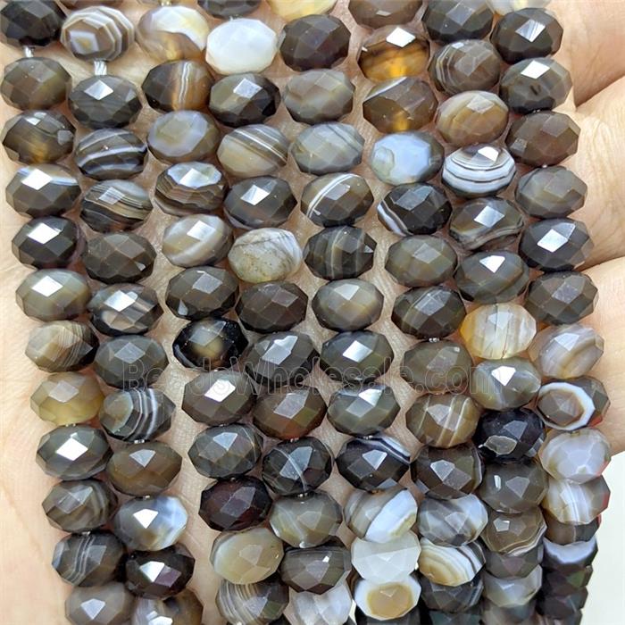Natural Coffee Stripe Agate Rondelle Beads Banded Dye Faceted