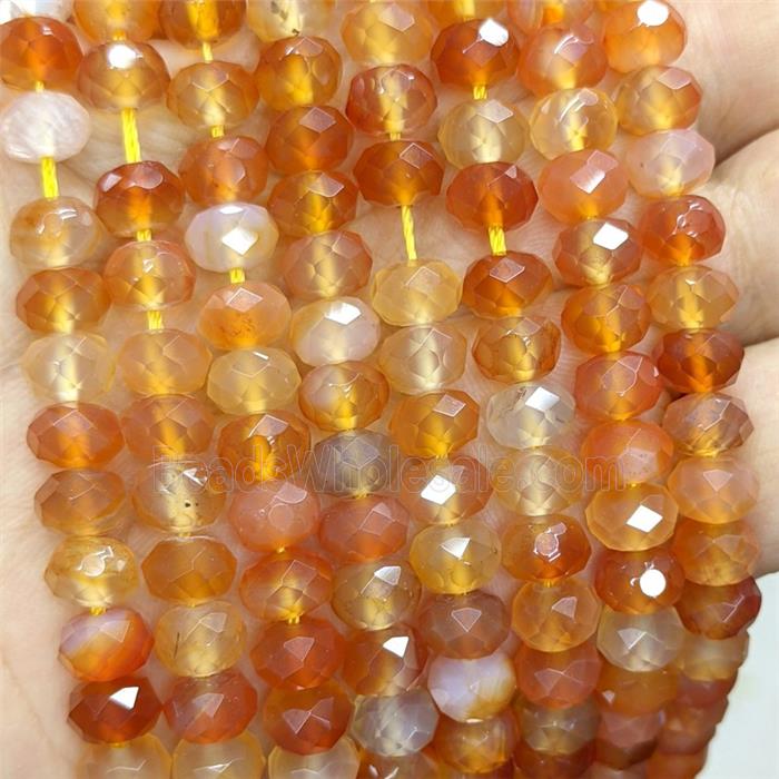 Natural Red Carnelian Agate Beads Faceted Rondelle Undye