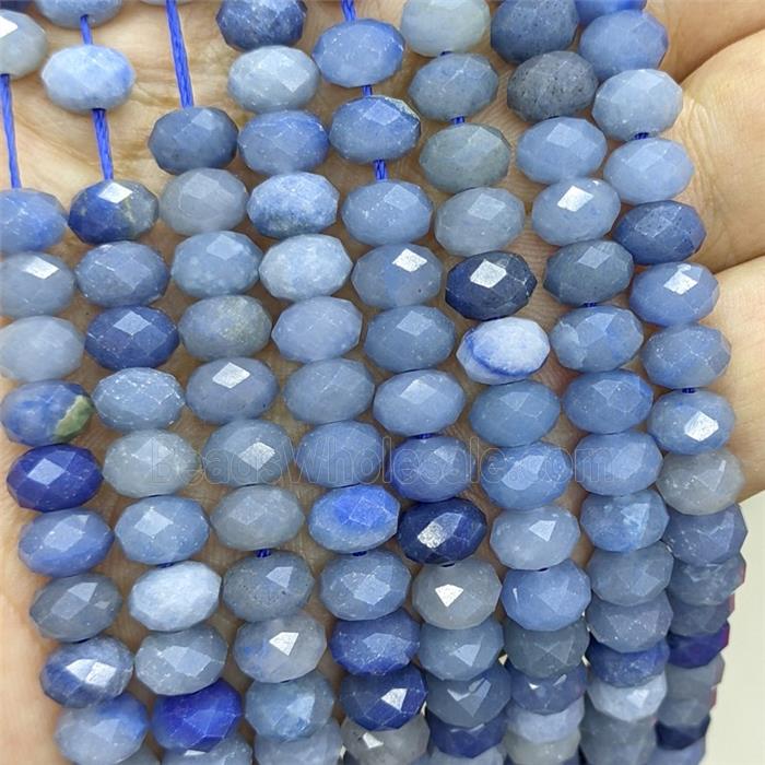 Natural Blue Aventurine Rondelle Beads Faceted