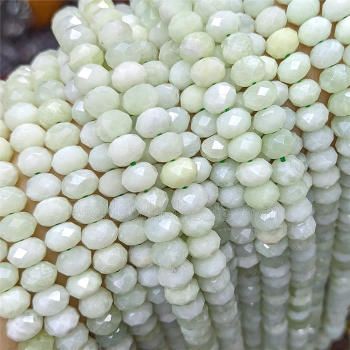 Natural New Mountain Jade Beads Green Faceted Rondelle