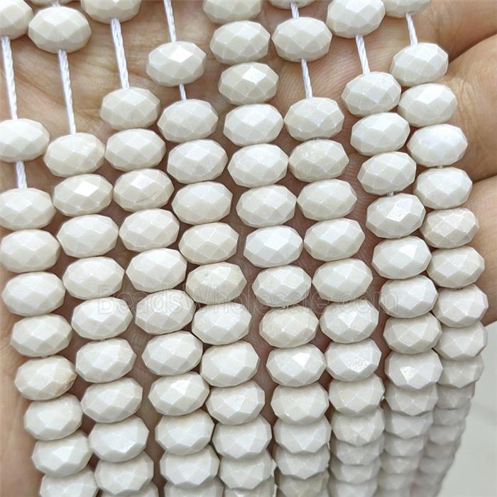 Natural White River Jasper Rondelle Beads Faceted