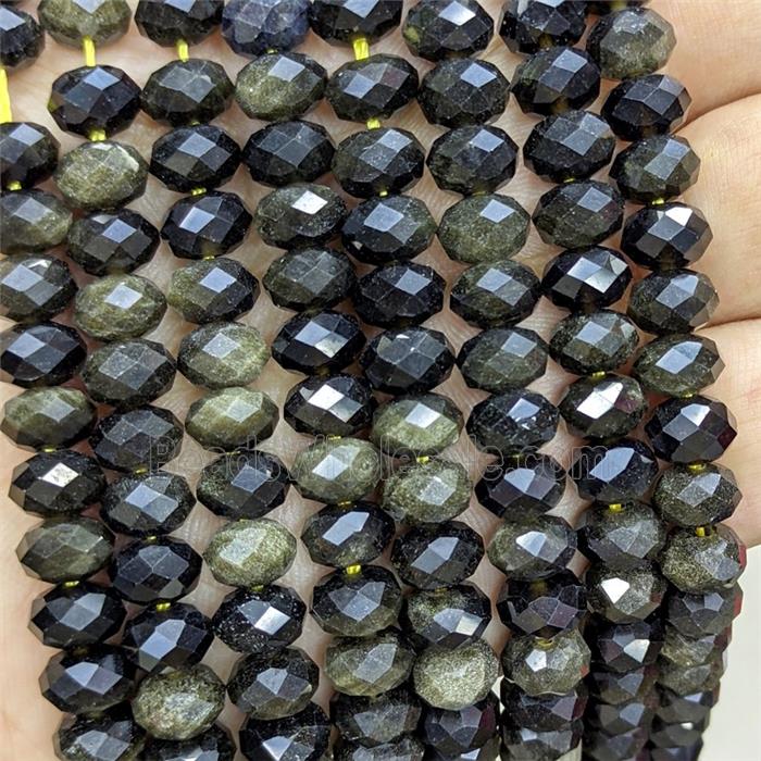Natural Golden Obsidian Rondelle Beads Faceted