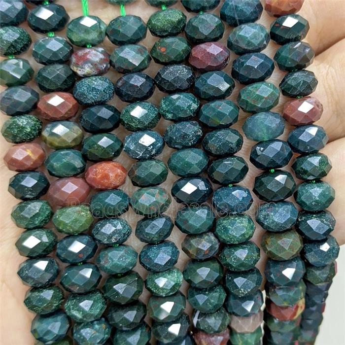 Natural Chook Bloodstone Beads Green Faceted Rondelle