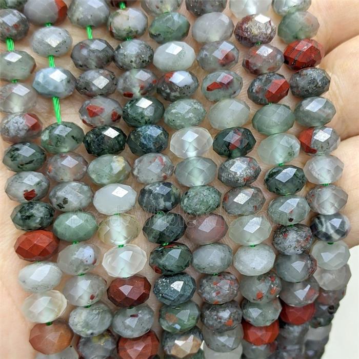 Natural African Bloodstone Rondelle Beads Faceted