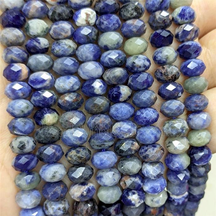 Natural Blue Sodalite Rondelle Beads Faceted