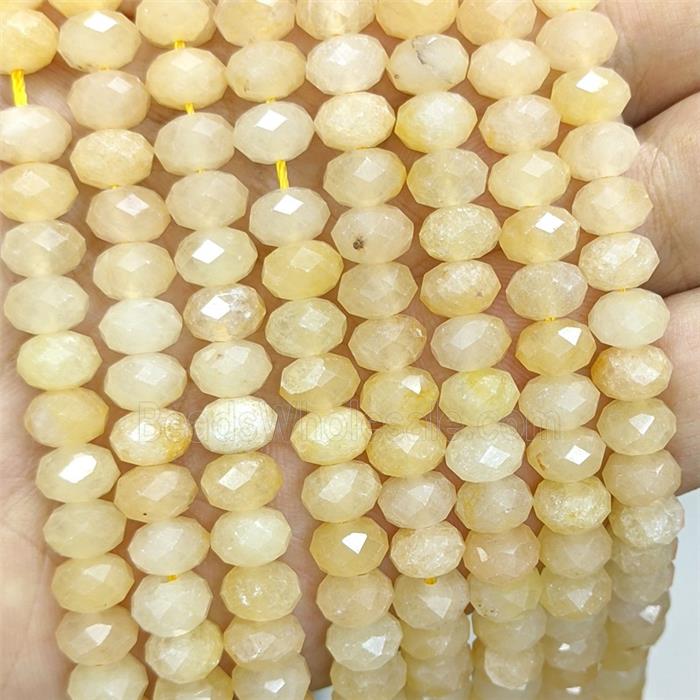 Natural Honey Jade Rondelle Beads Lt.Yellow Faceted