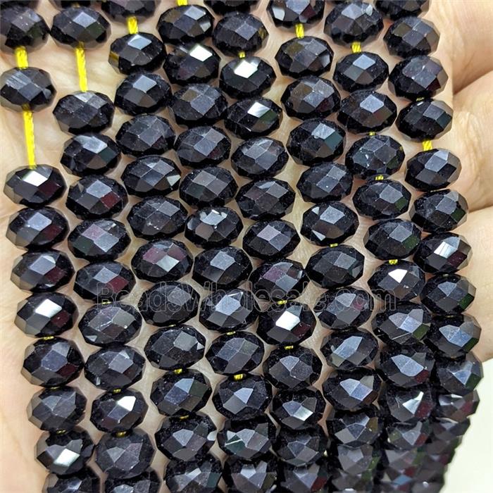 Natural Black Obsidian Rondelle Beads Faceted