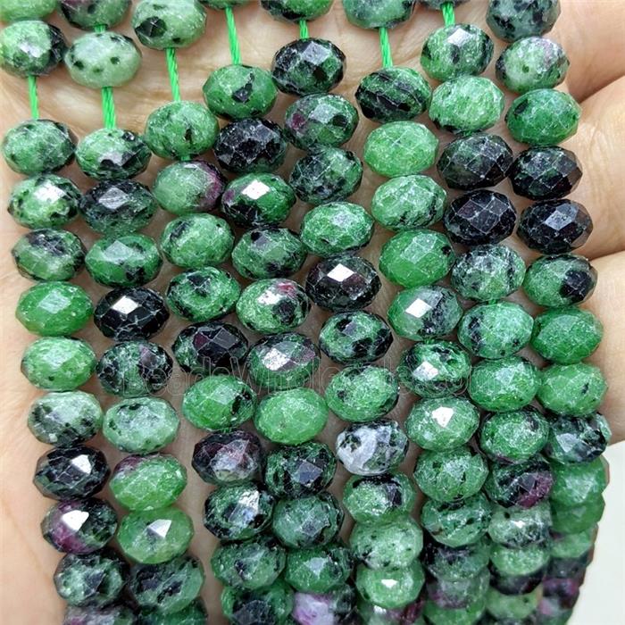 Natural Zoisite Beads Green Faceted Rondelel